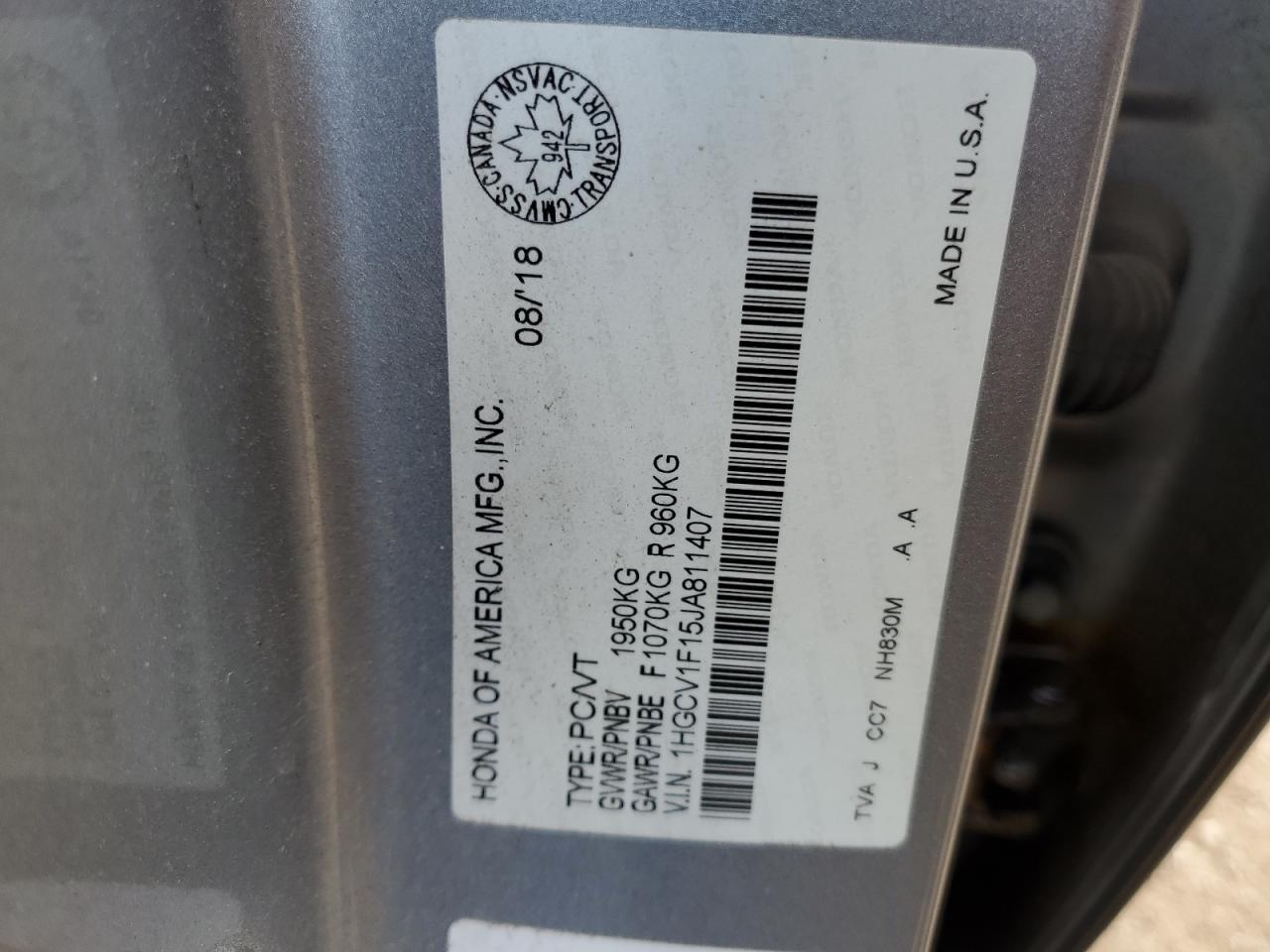 2018 HONDA ACCORD