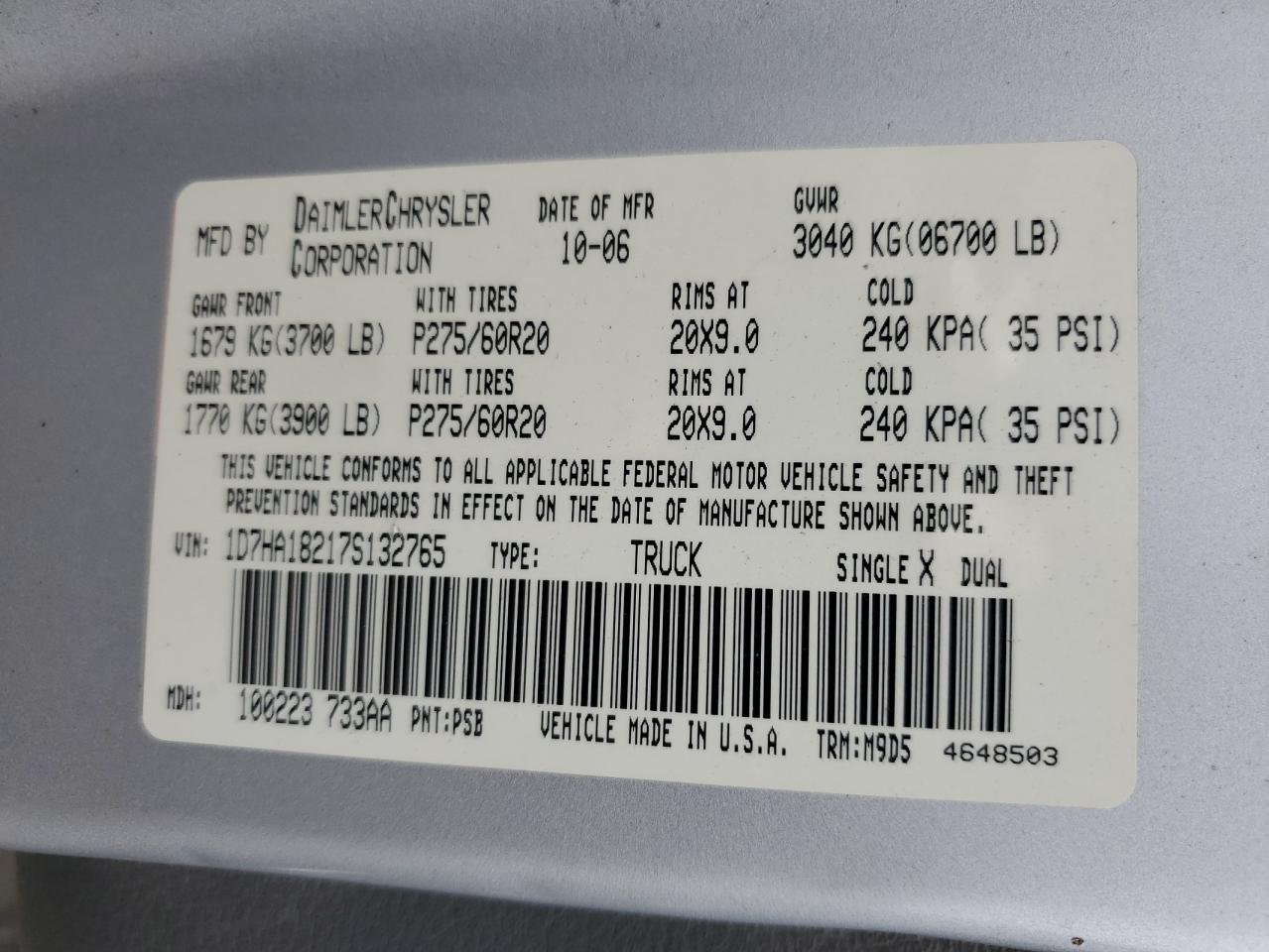 2007 DODGE RAM 1500
