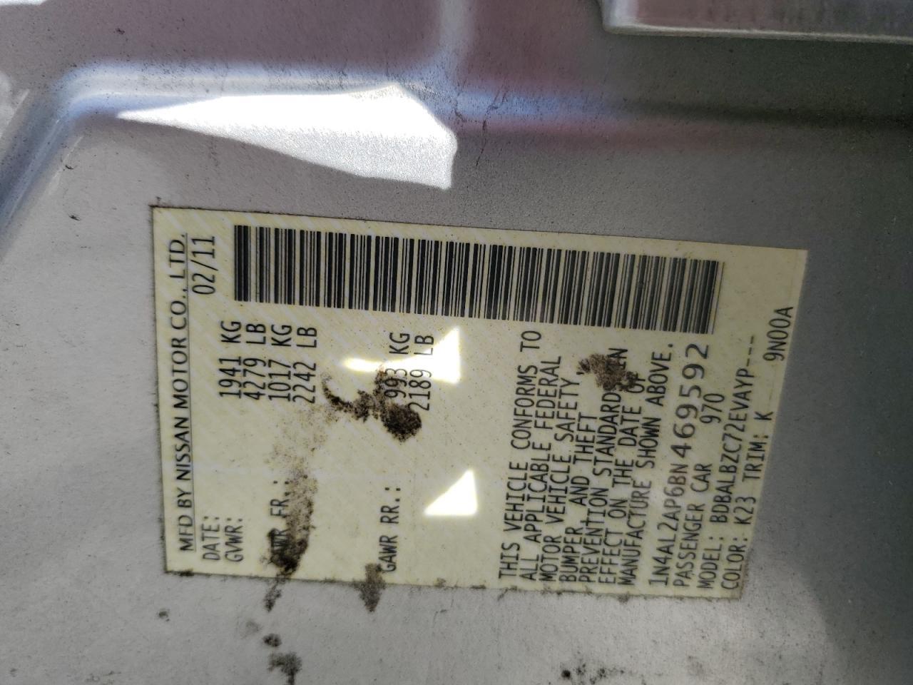2011 NISSAN ALTIMA