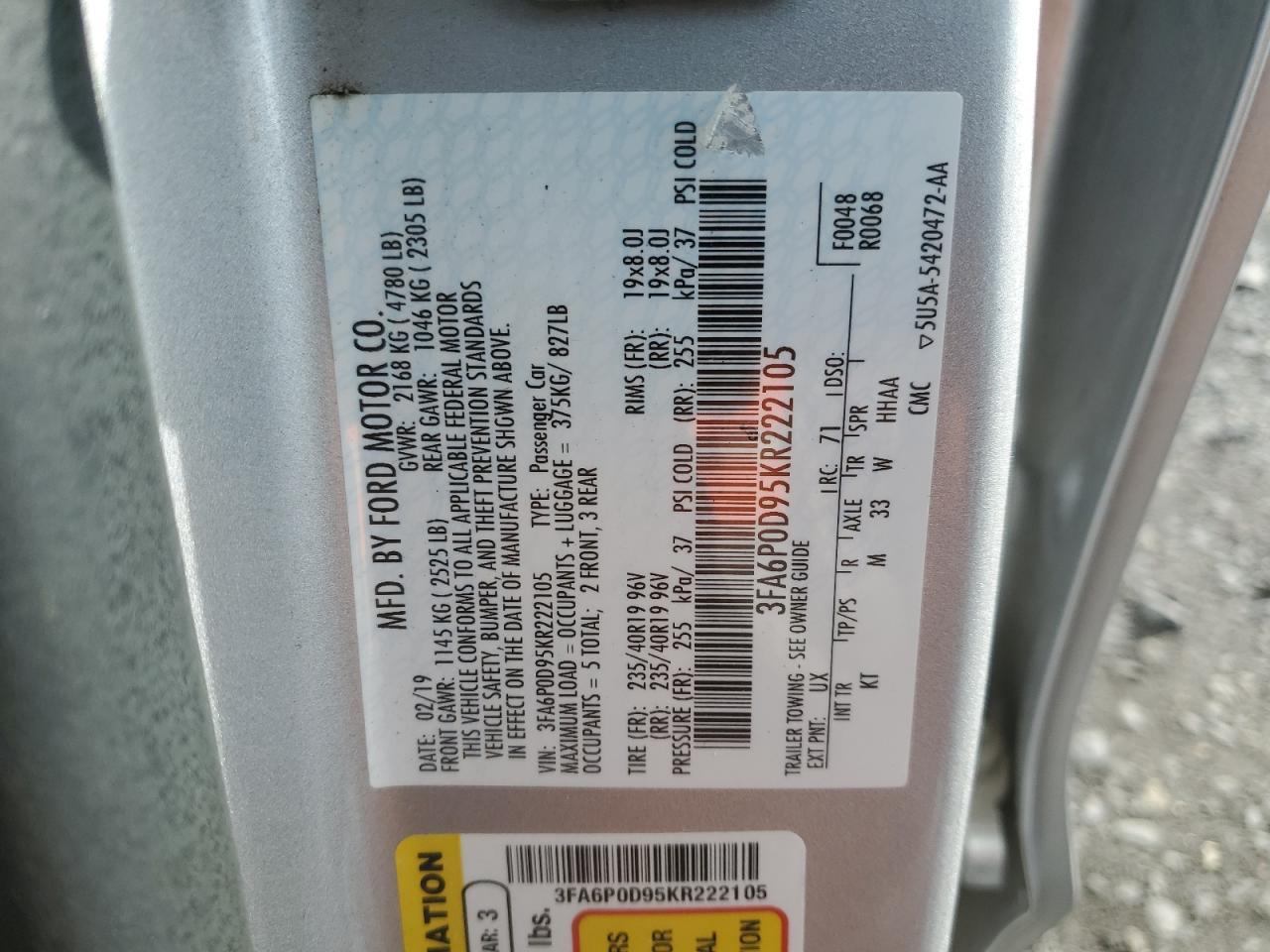 2019 FORD FUSION