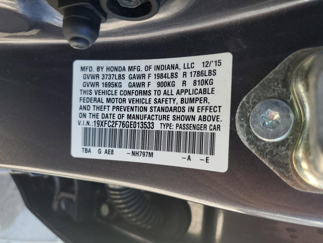 2016 HONDA CIVIC