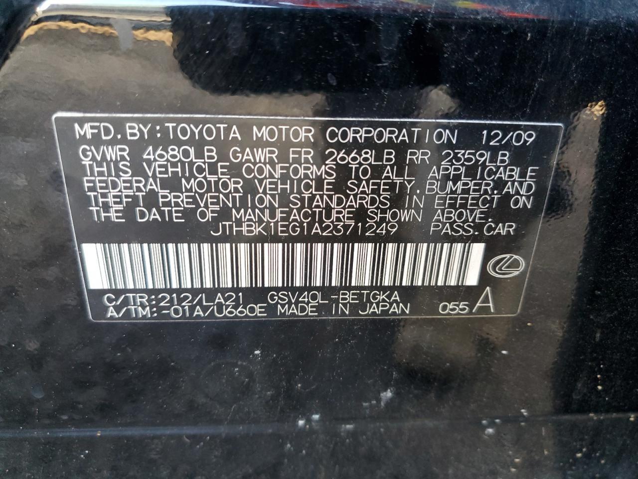 2010 LEXUS ES 350