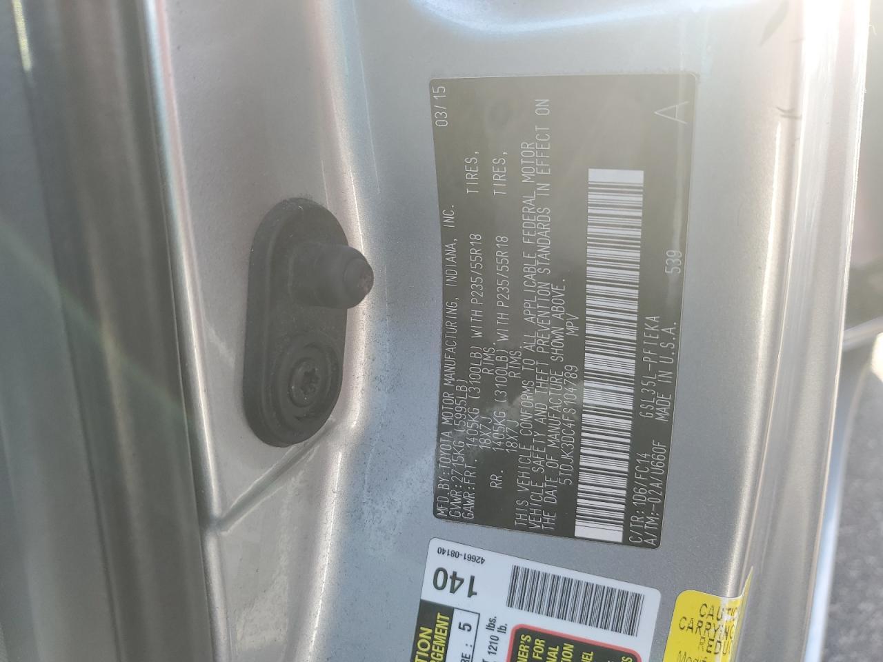 2015 TOYOTA SIENNA