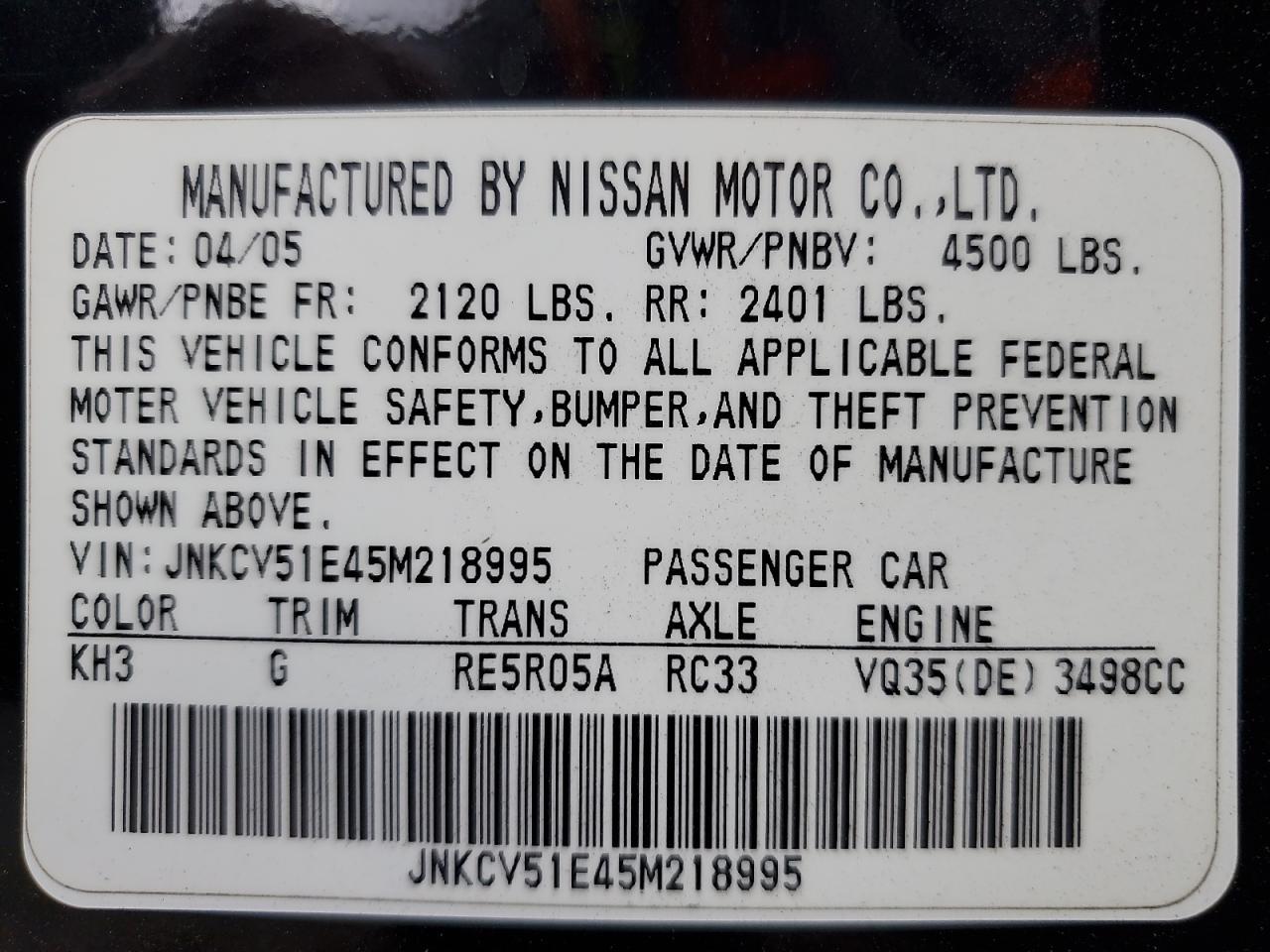 2005 INFINITI G35