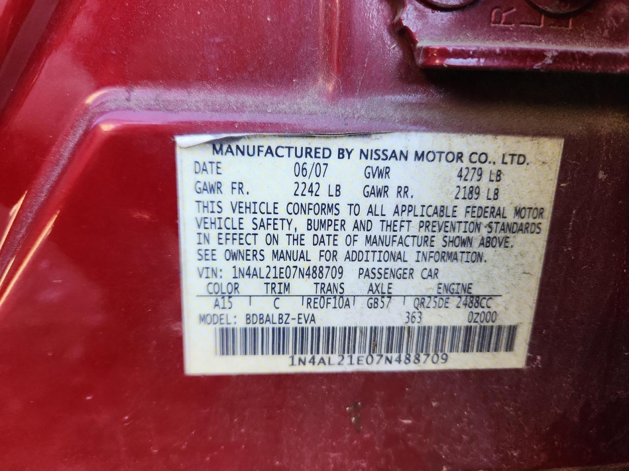 2007 NISSAN ALTIMA