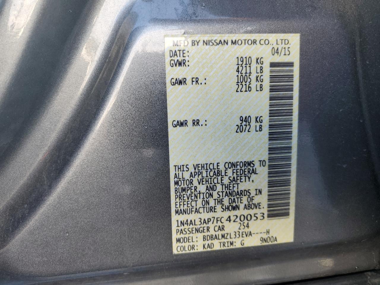 2015 NISSAN ALTIMA