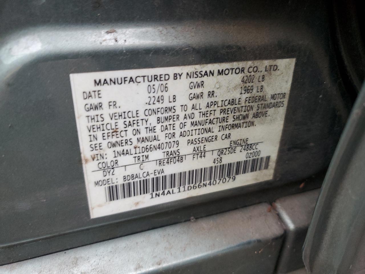 2006 NISSAN ALTIMA