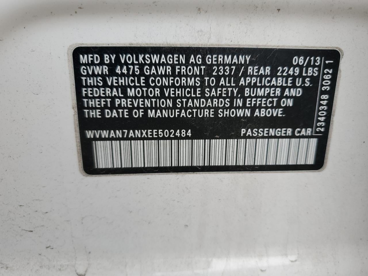 2014 VOLKSWAGEN CC