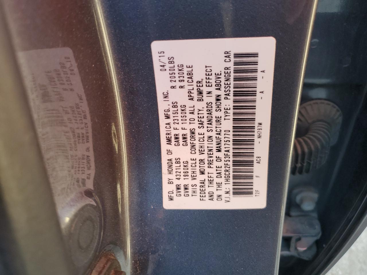 2015 HONDA ACCORD
