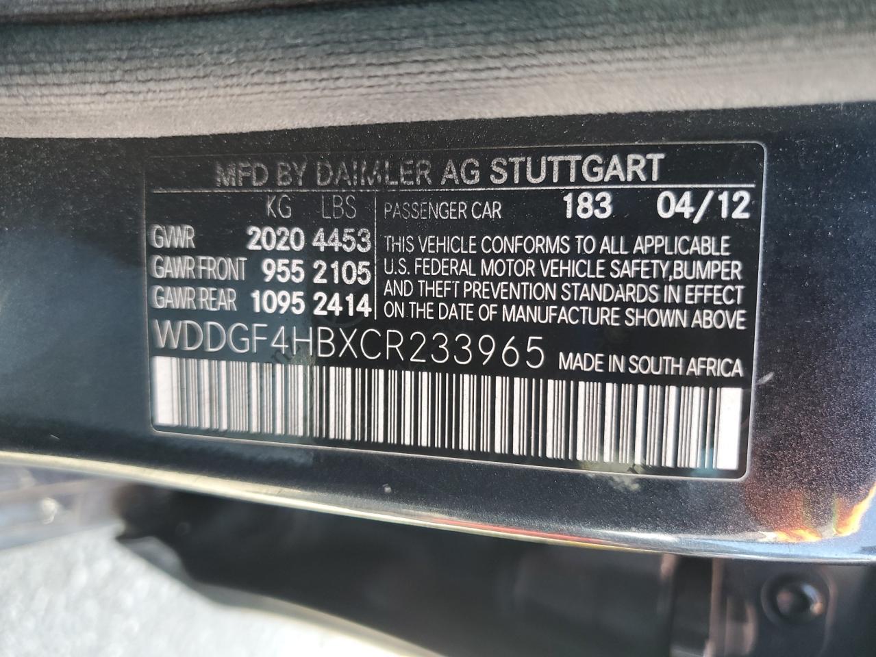 2012 MERCEDES-BENZ C-CLASS