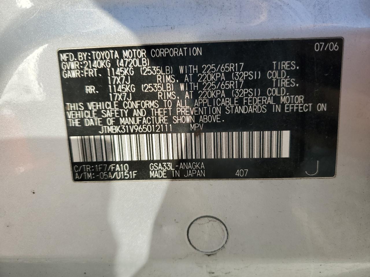 2006 TOYOTA RAV4