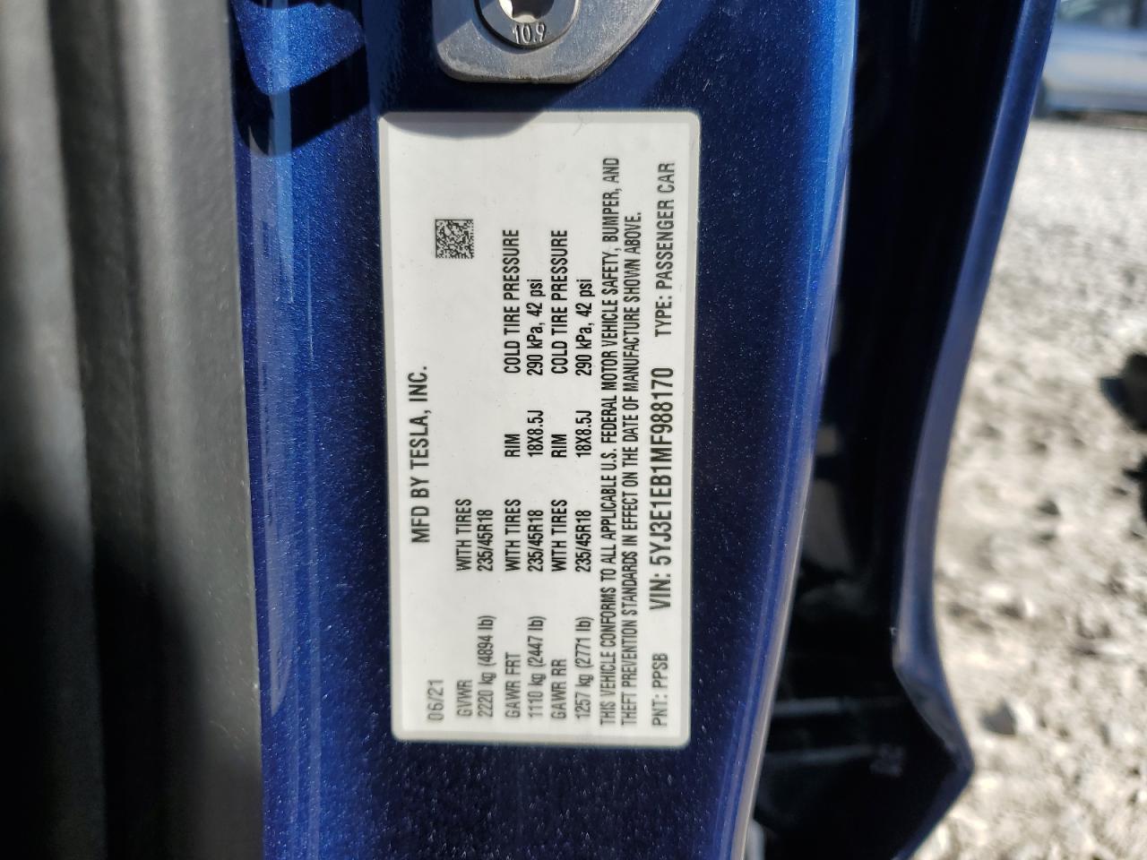 2021 TESLA MODEL 3