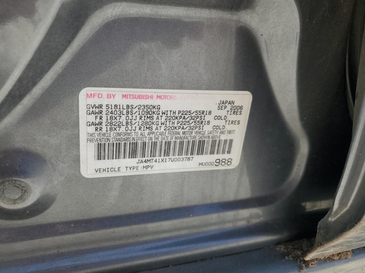 2007 MITSUBISHI outlander