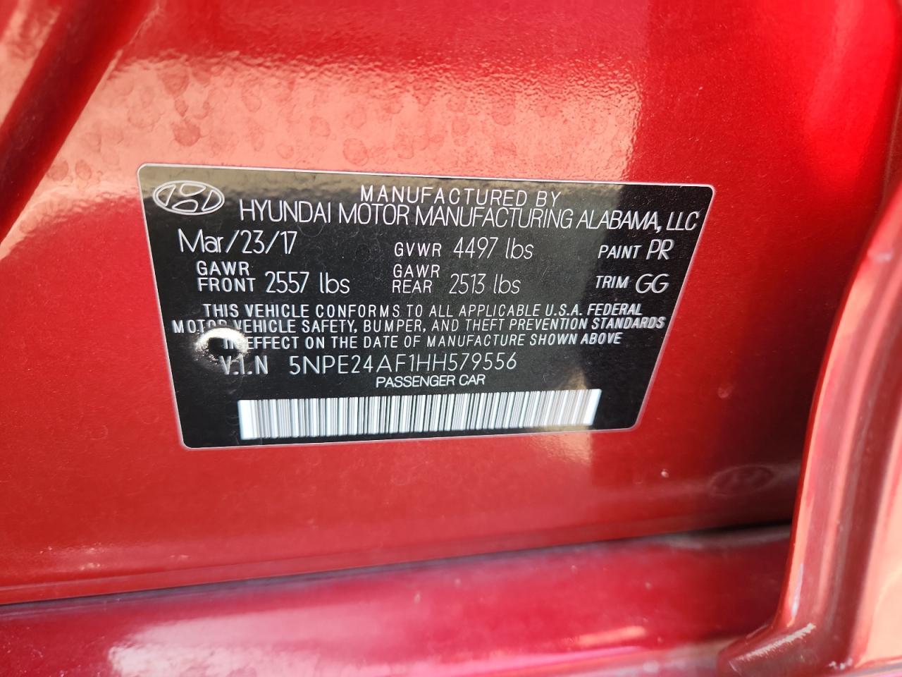 2017 HYUNDAI SONATA