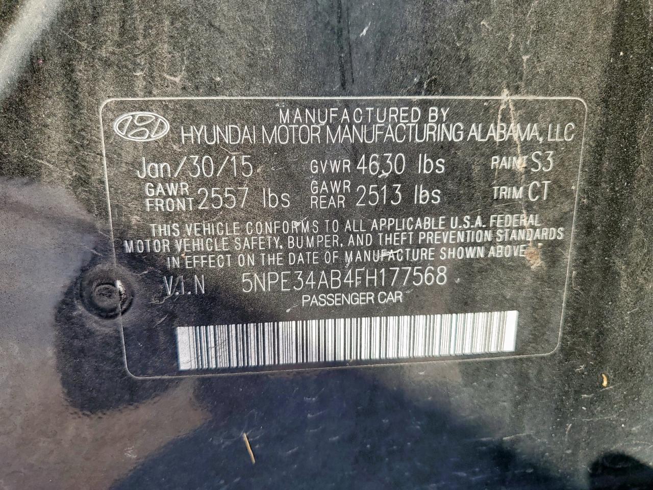 2015 HYUNDAI SONATA