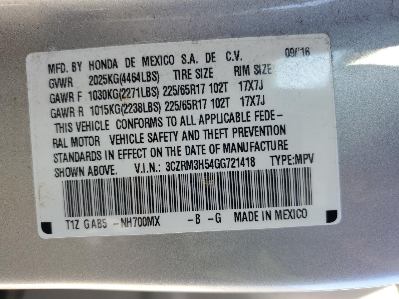 2016 HONDA CR-V