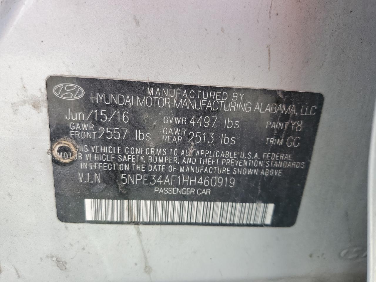 2017 HYUNDAI SONATA