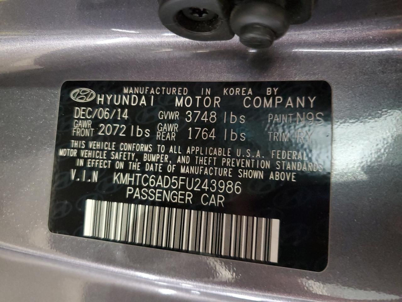 2015 HYUNDAI VELOSTER