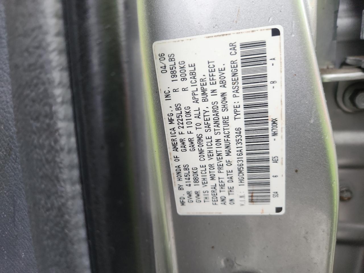 2006 HONDA ACCORD