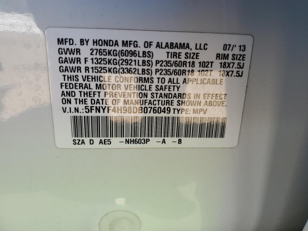 2013 HONDA PILOT