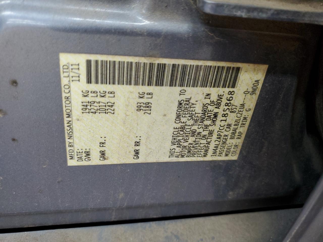 2012 NISSAN ALTIMA