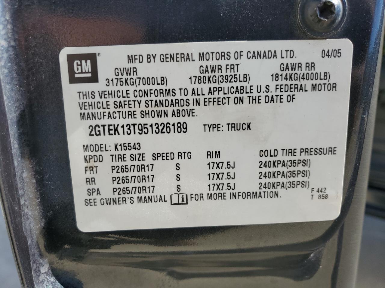 2005 GMC SIERRA 1500