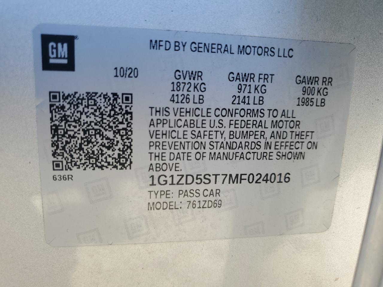 2021 CHEVROLET MALIBU