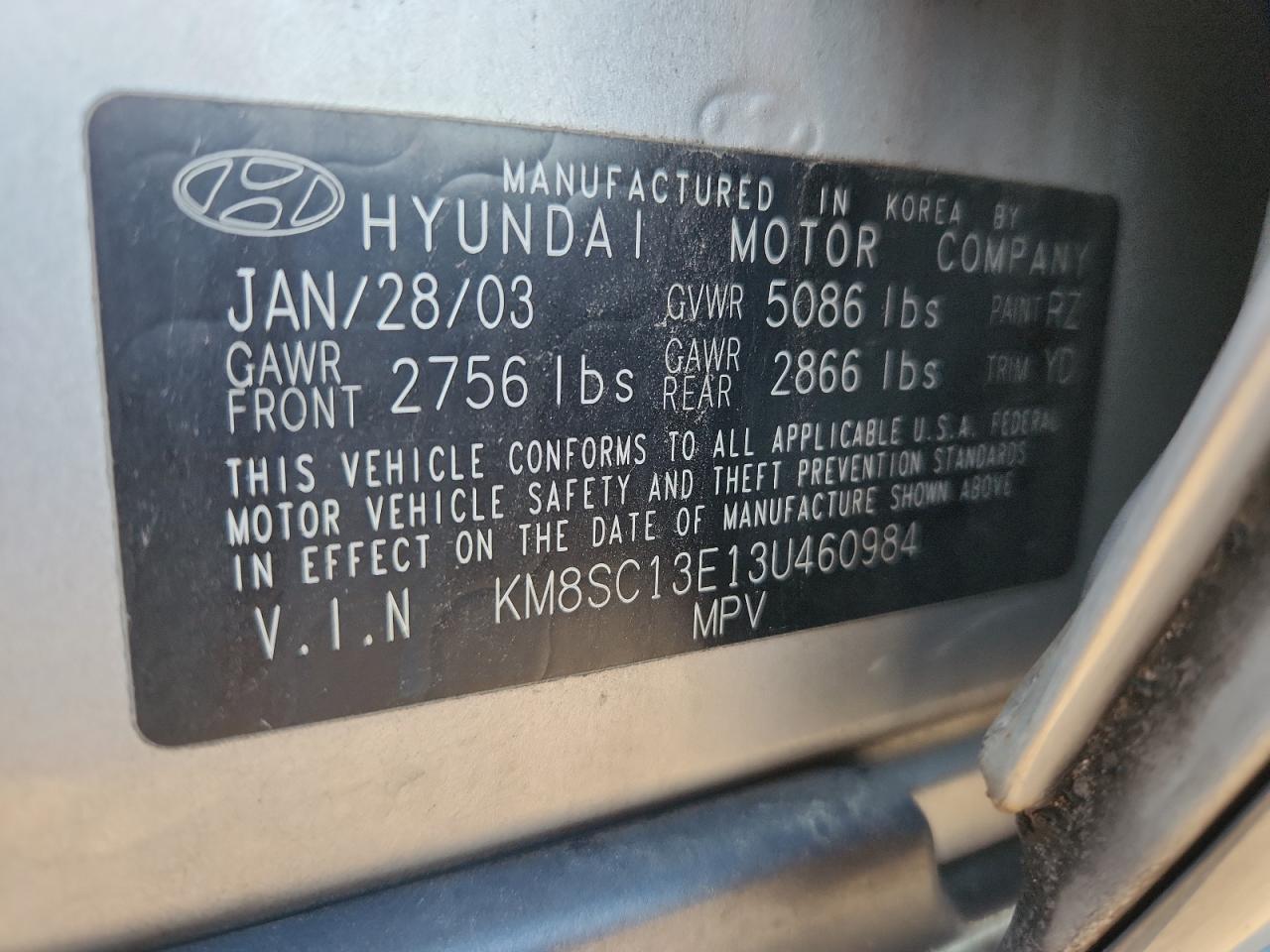 2003 HYUNDAI SANTA FE