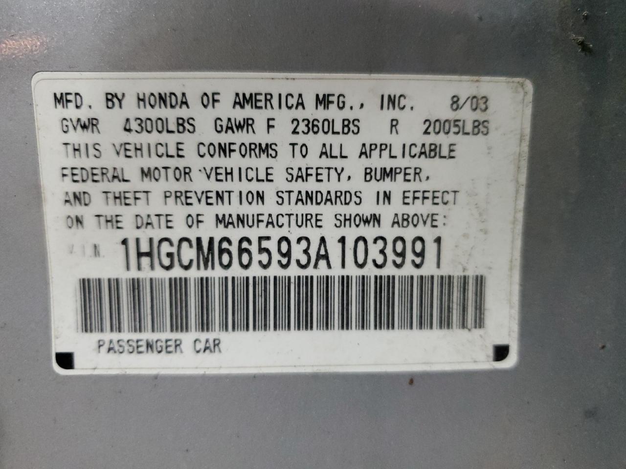 2003 HONDA ACCORD