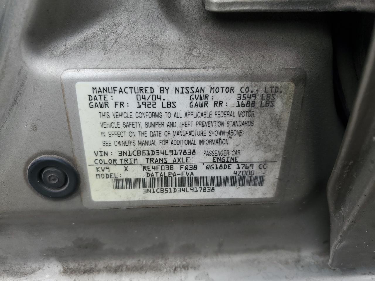 2004 NISSAN SENTRA