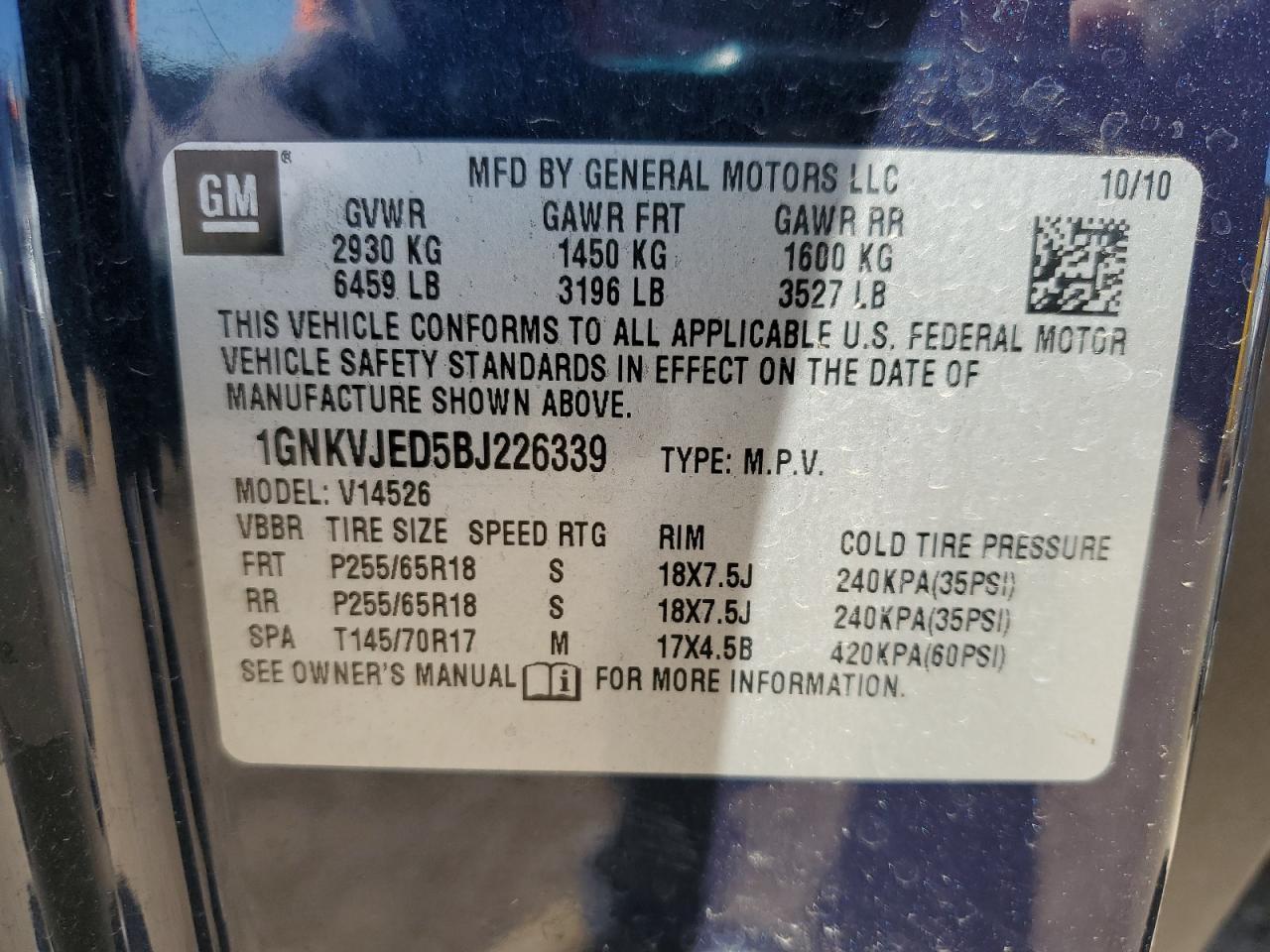 2011 CHEVROLET TRAVERSE