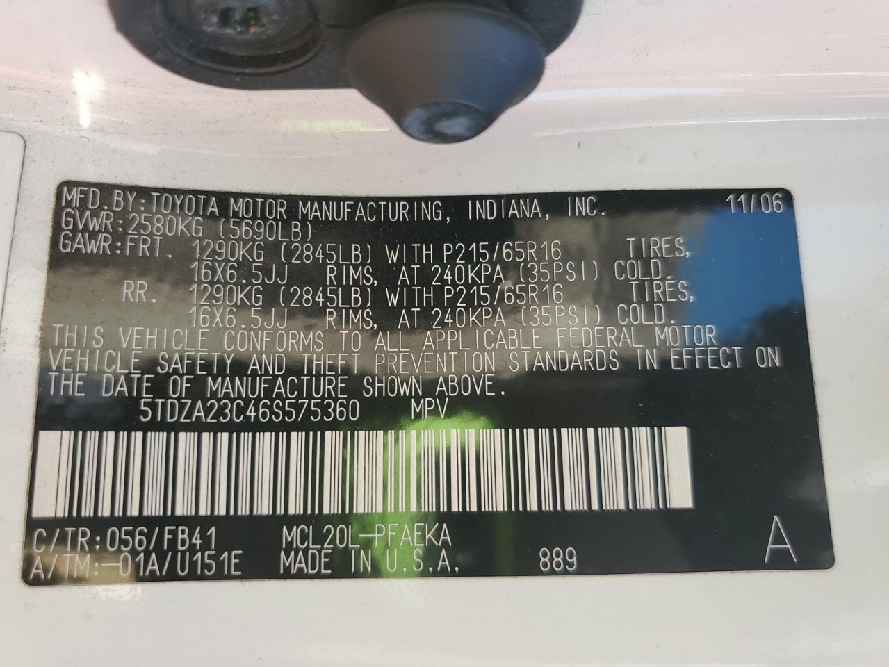 2006 TOYOTA SIENNA