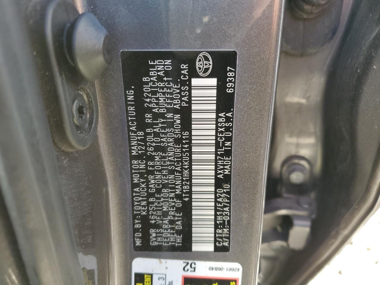 2019 TOYOTA CAMRY