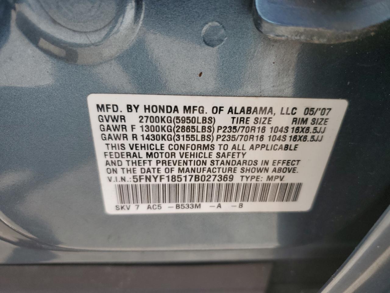 2007 HONDA PILOT