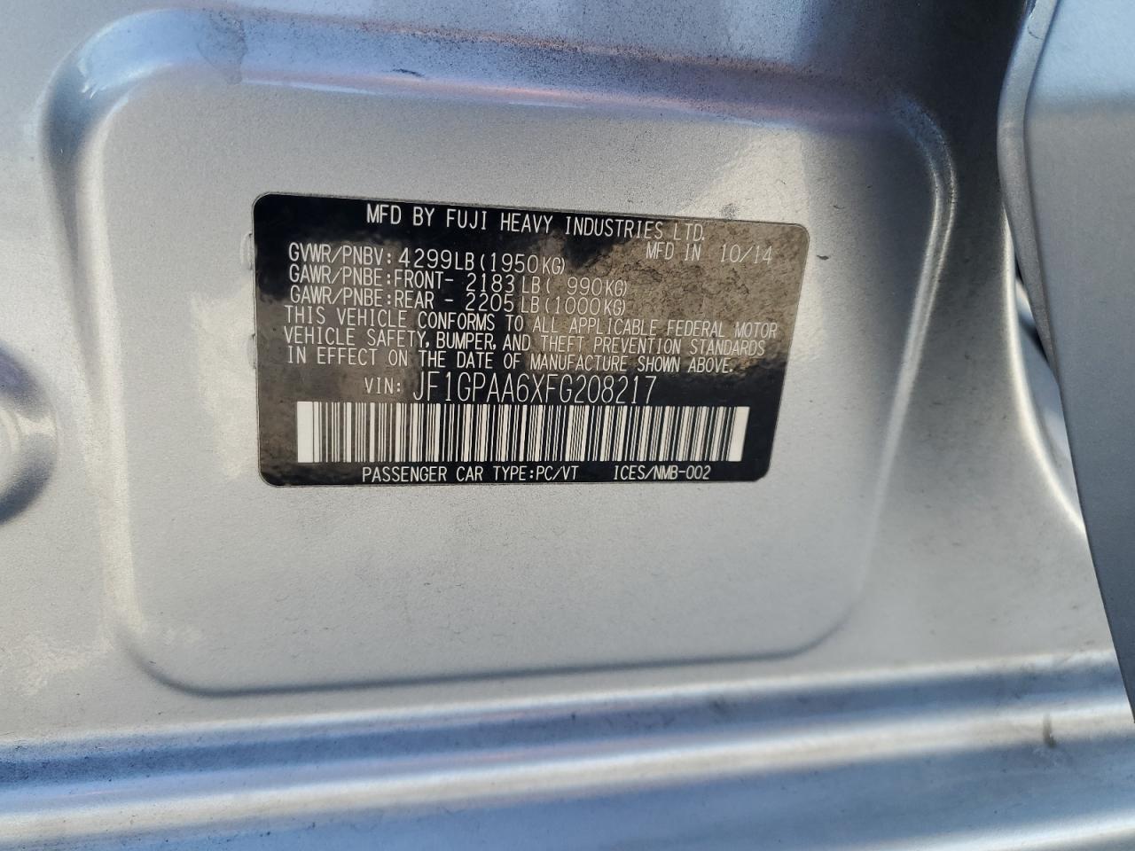 2015 SUBARU IMPREZA