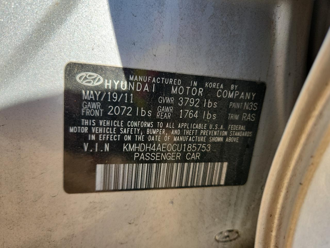 2012 HYUNDAI ELANTRA