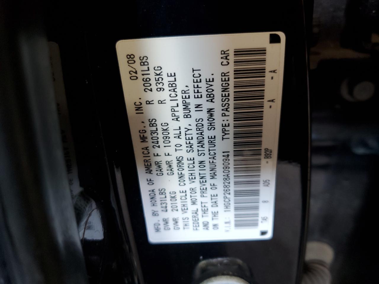 2008 HONDA ACCORD