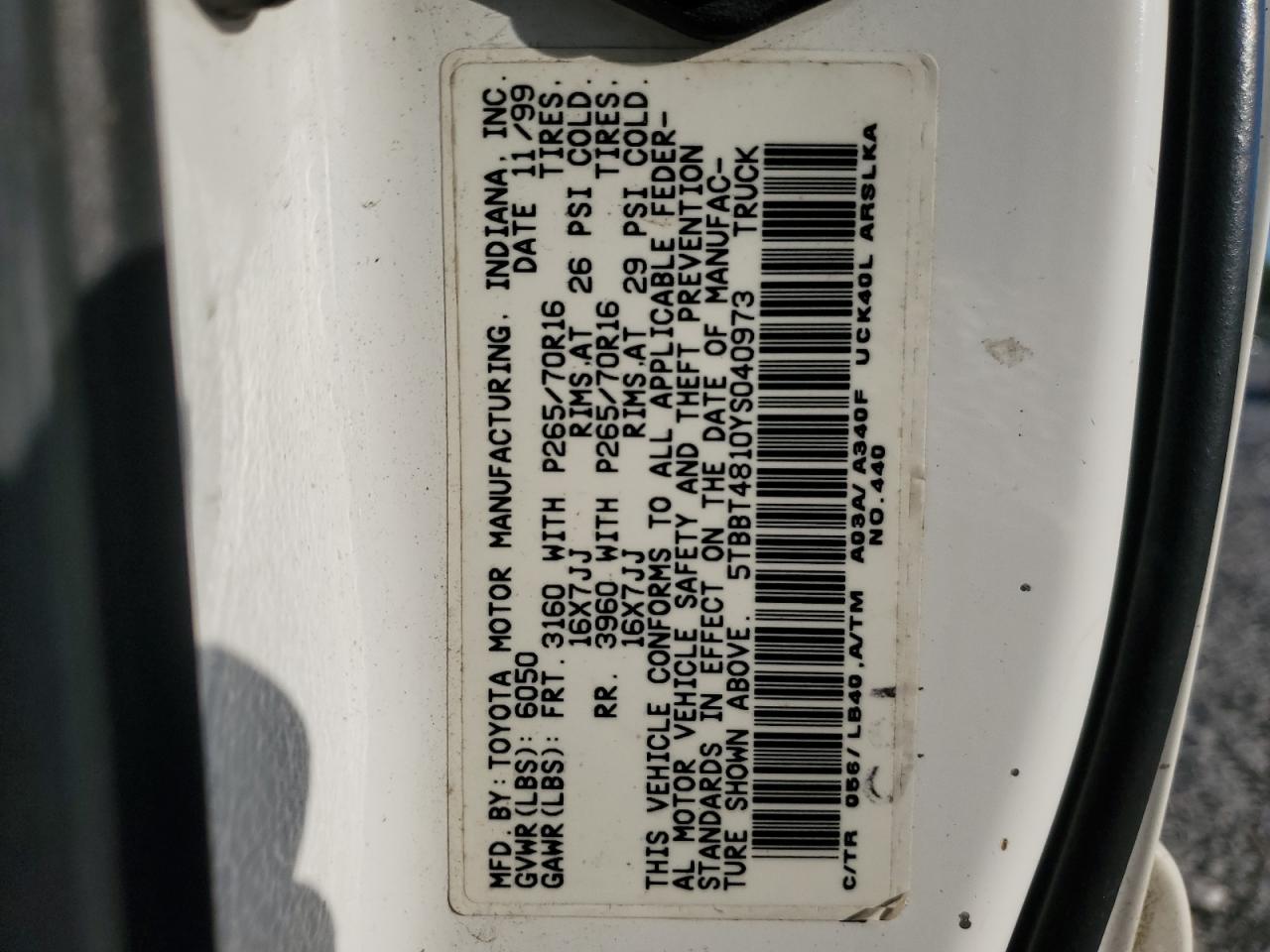 2000 TOYOTA TUNDRA