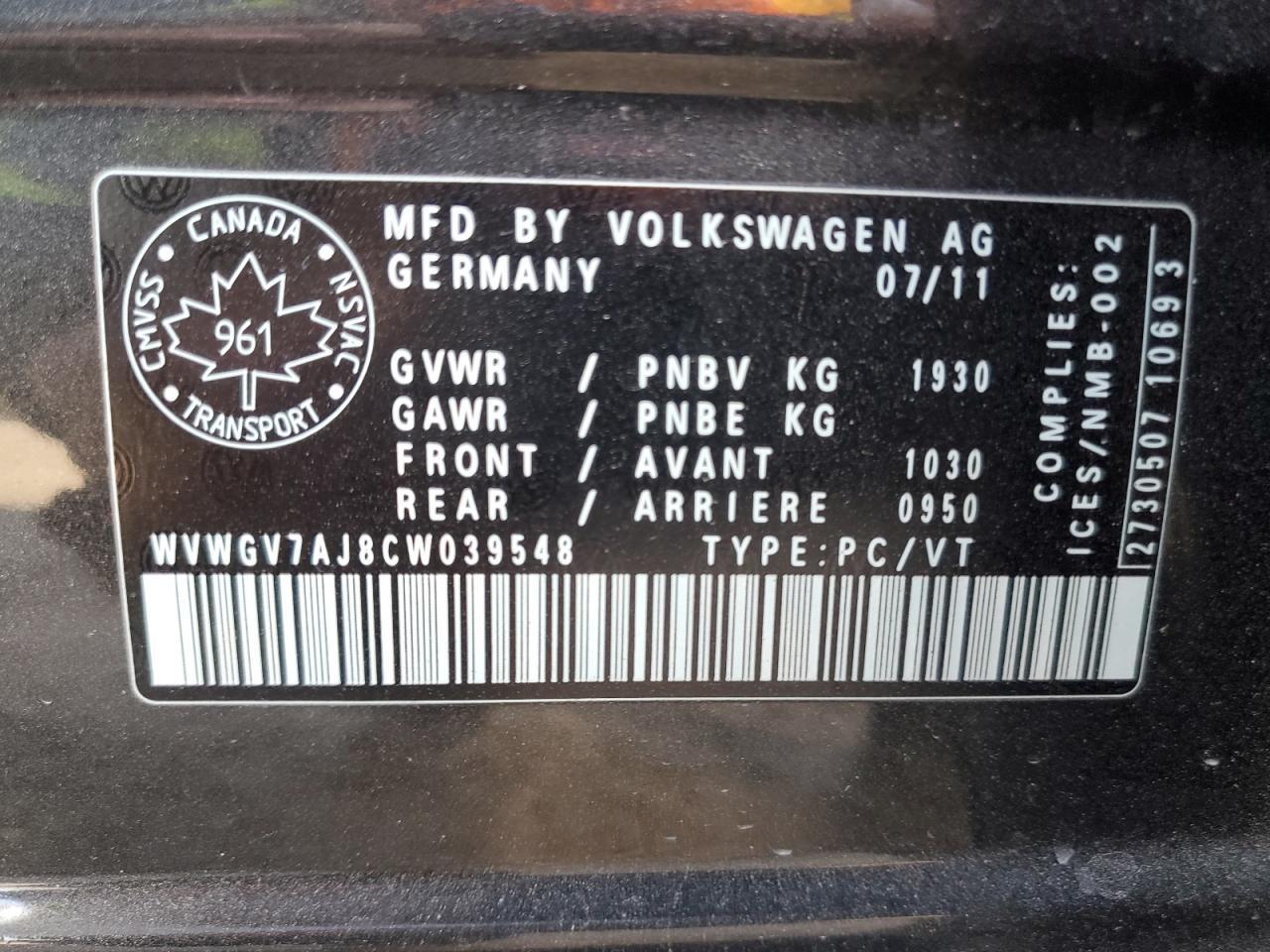 2012 VOLKSWAGEN GTI