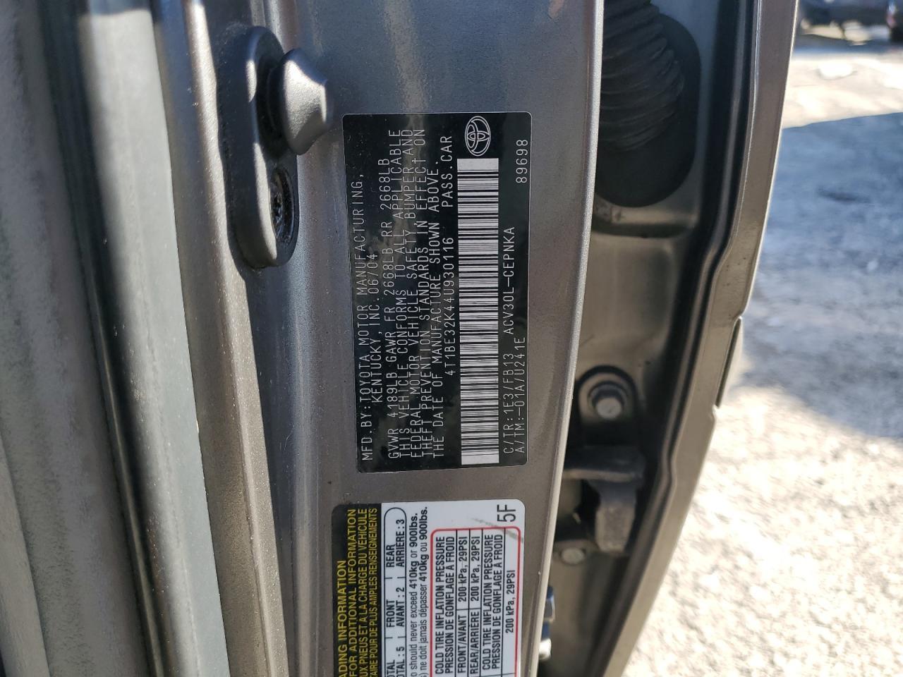 2004 TOYOTA CAMRY
