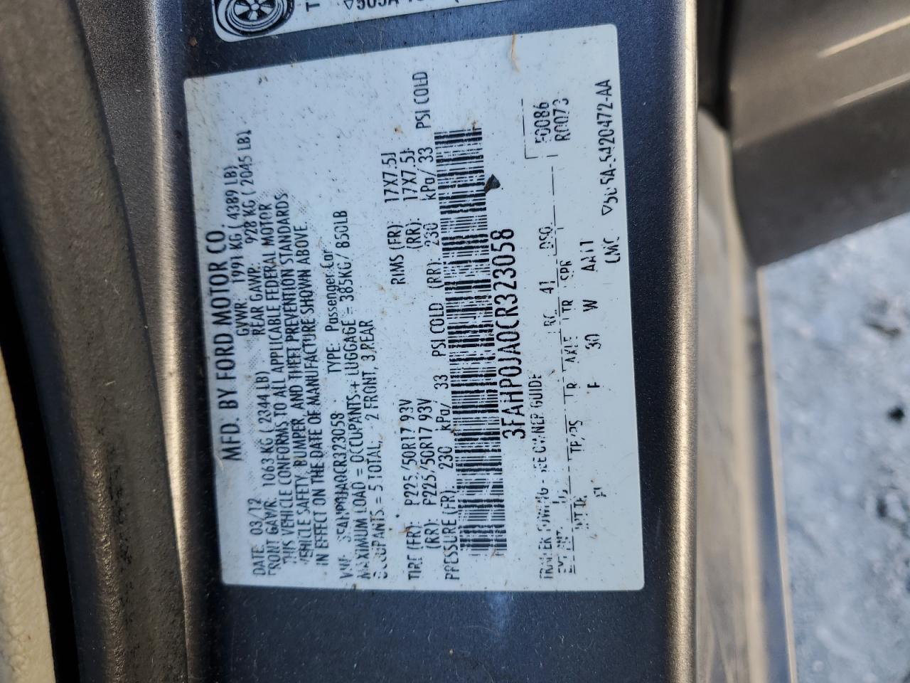 2012 FORD FUSION