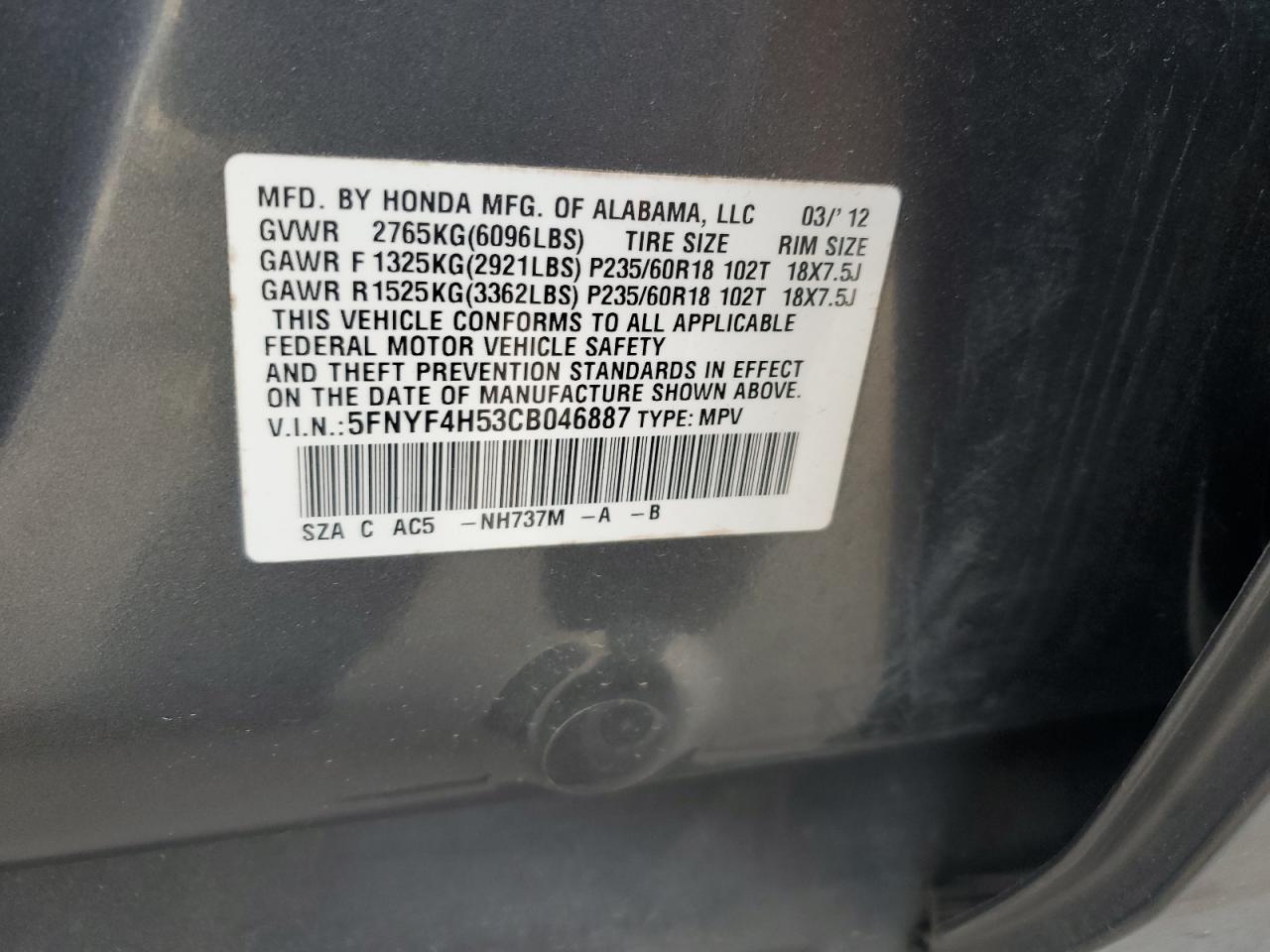 2012 HONDA PILOT