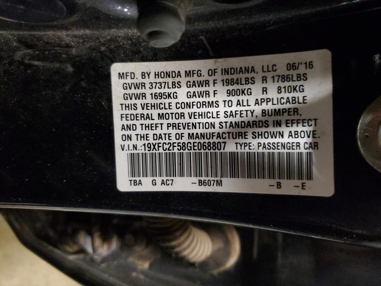 2016 HONDA CIVIC