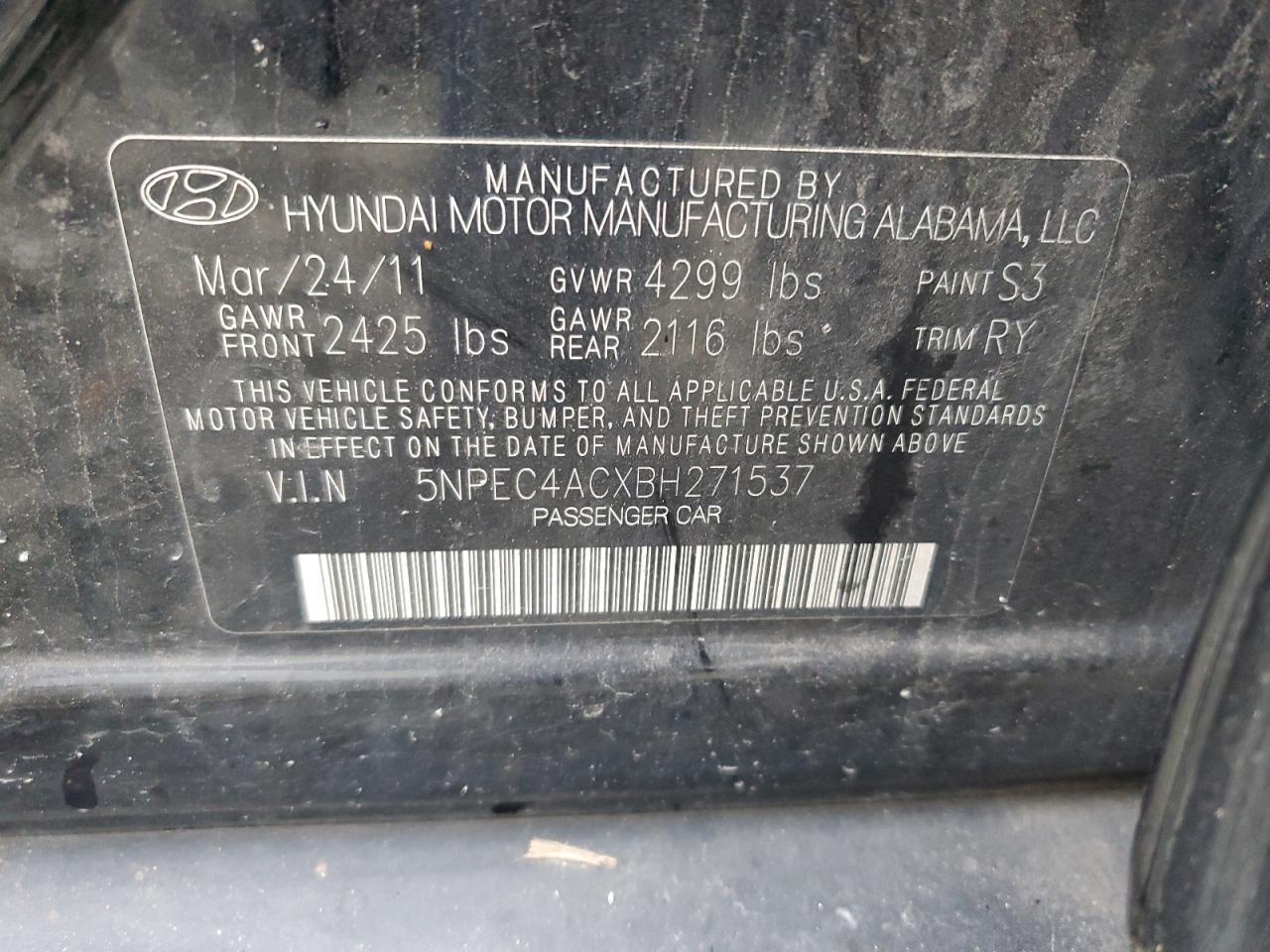 2011 HYUNDAI SONATA