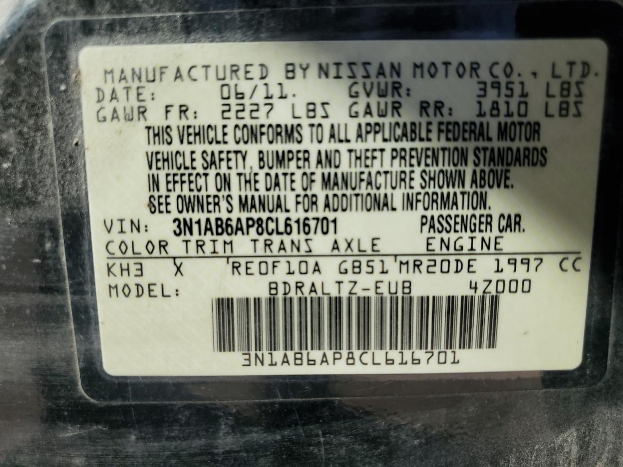 2012 NISSAN SENTRA