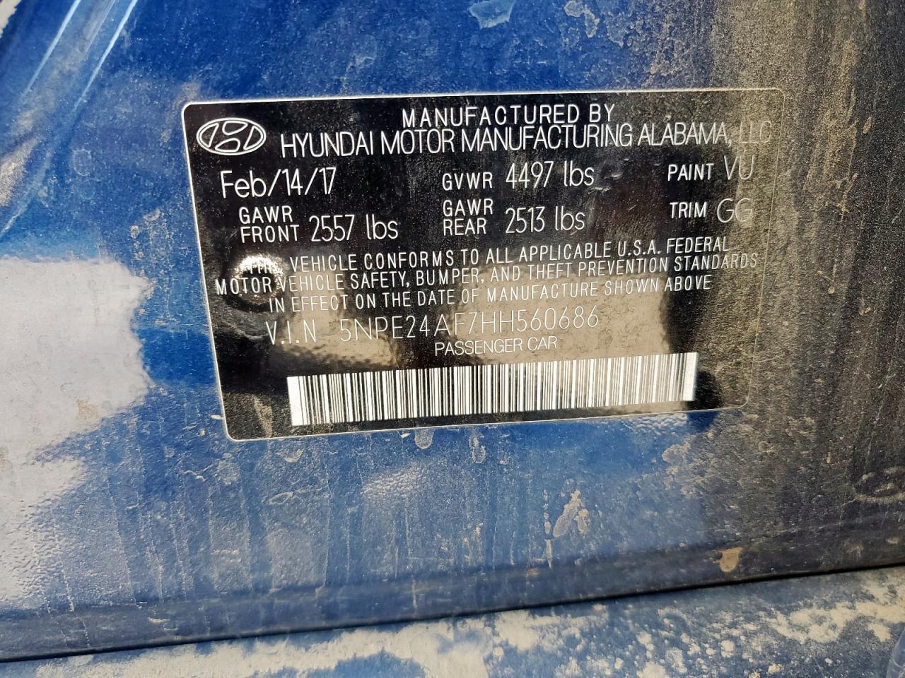 2017 HYUNDAI SONATA