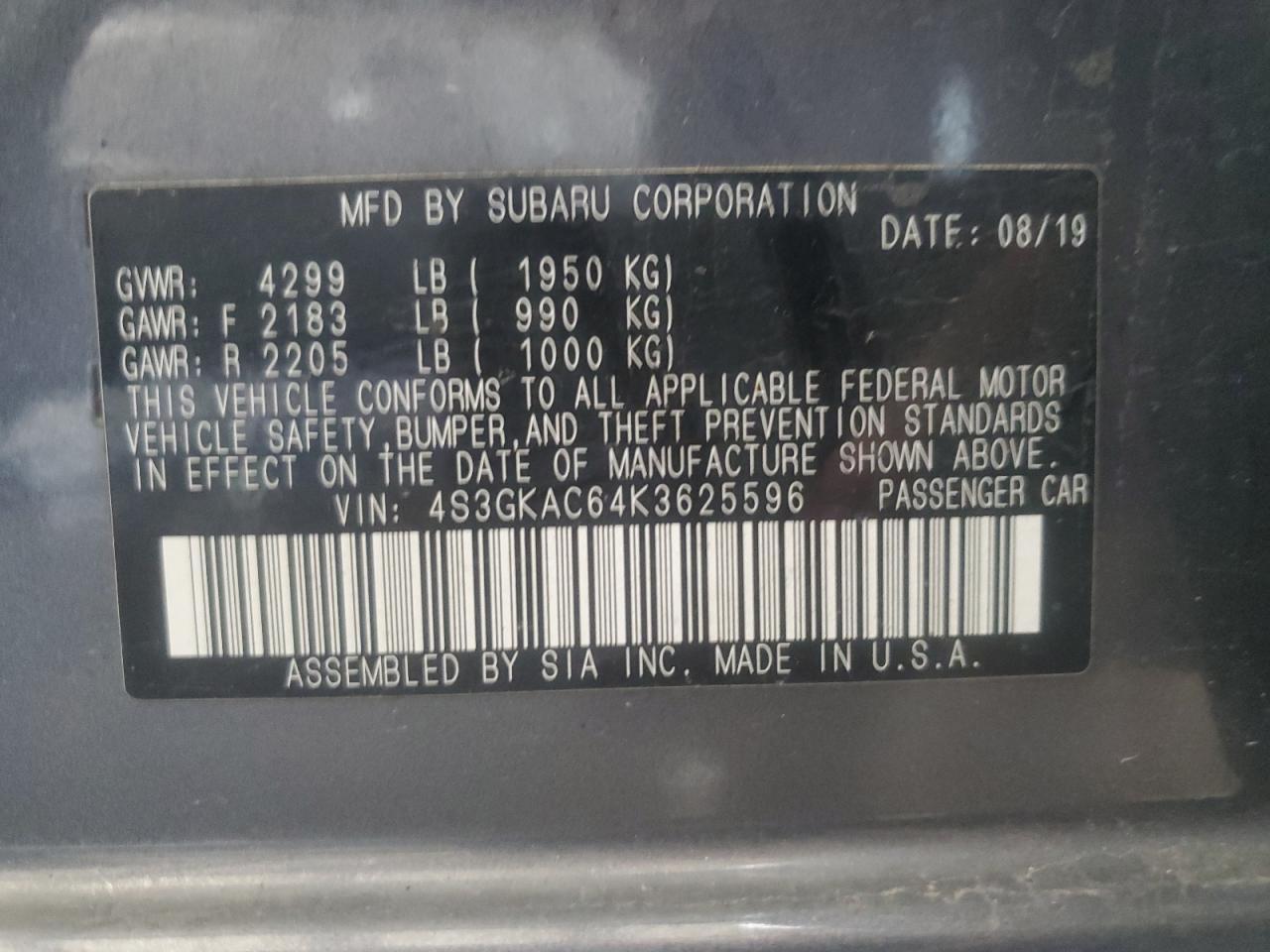 2019 SUBARU IMPREZA