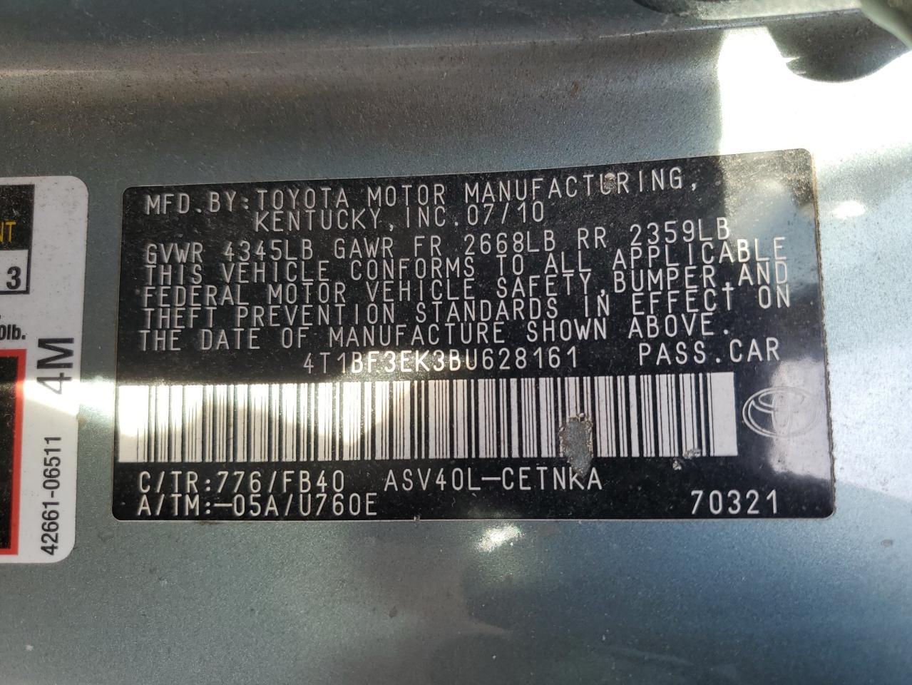 2011 TOYOTA CAMRY