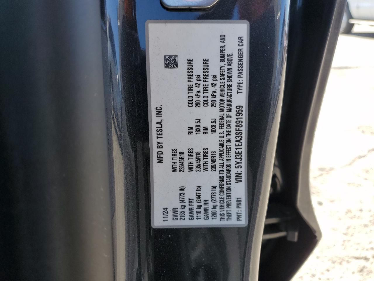 2025 TESLA MODEL 3