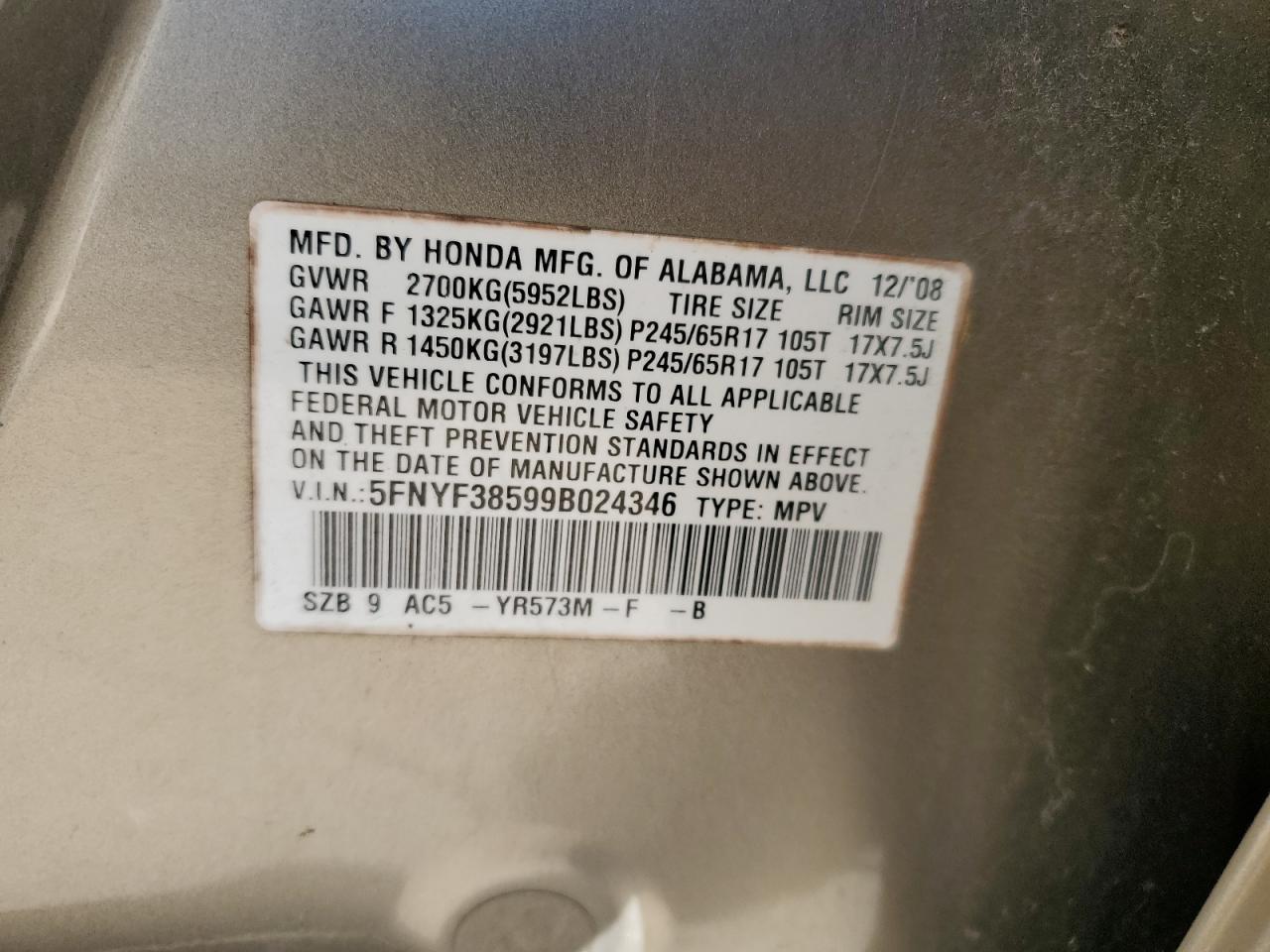 2009 HONDA PILOT